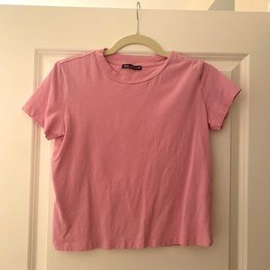 ZARA Pink Cropped Baby Tee T Shirt